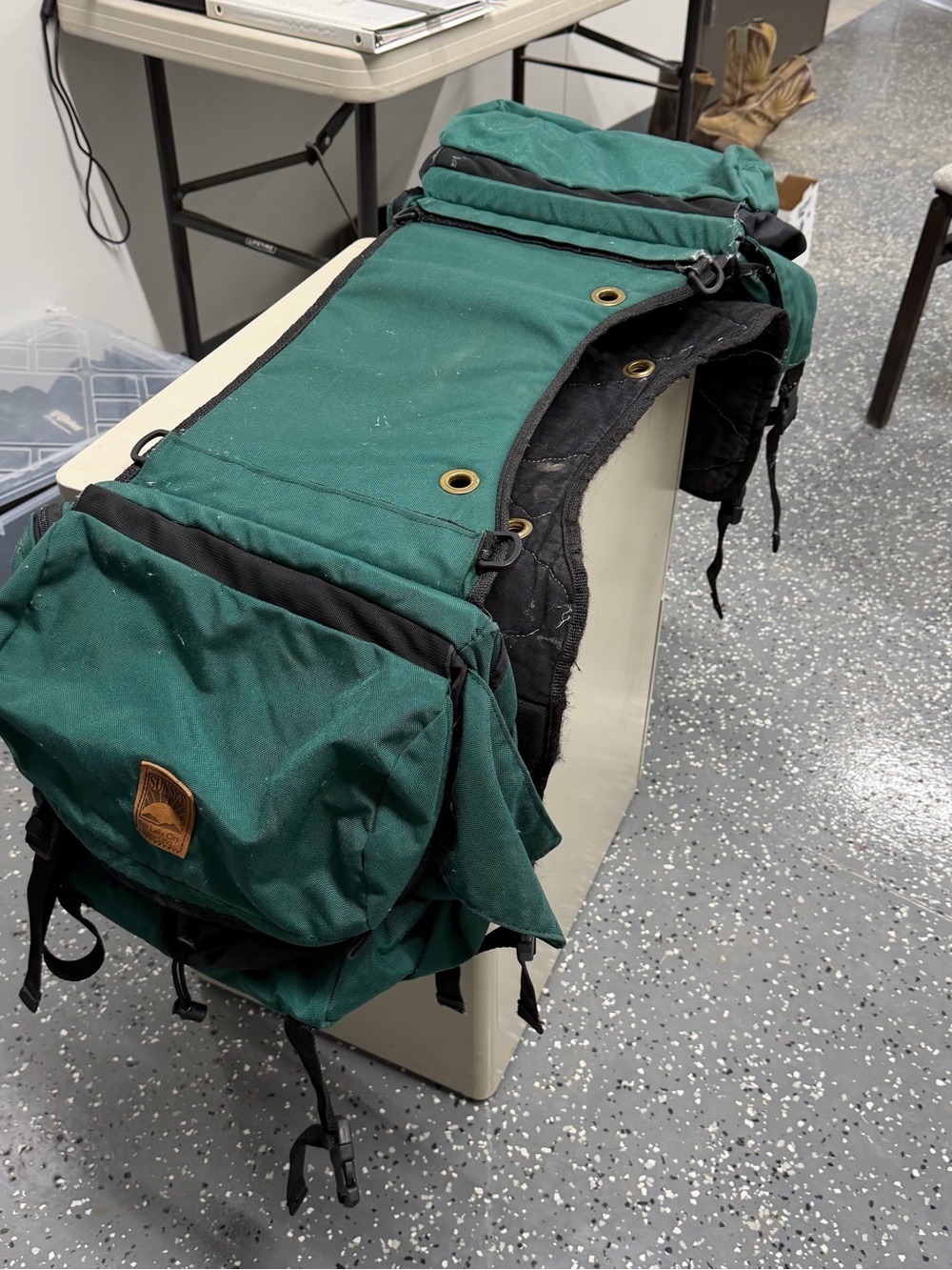Dark Green Canvas Saddle Bags